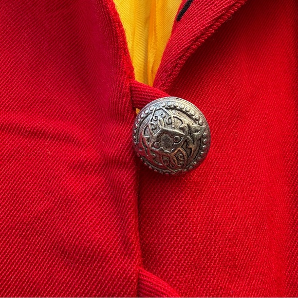 Rare Vintage Hairston Roberson Red Wool Embroidered Floral Blazer Suit Jacket - Picture 9 of 11